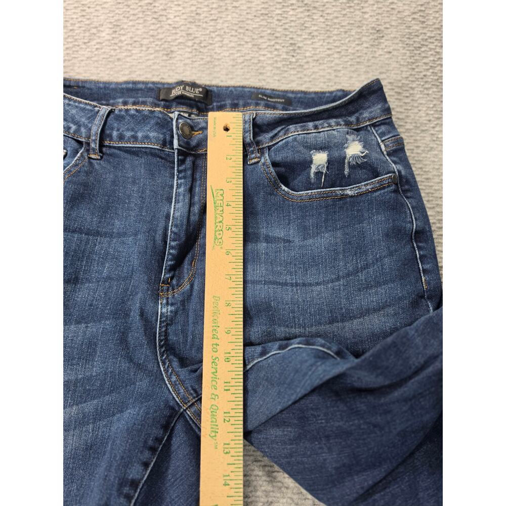 Judy Blue Jeans Womens 20W Blue Slim Bootcut Distressed Hem Vent Stretch Denim - Picture 6 of 10